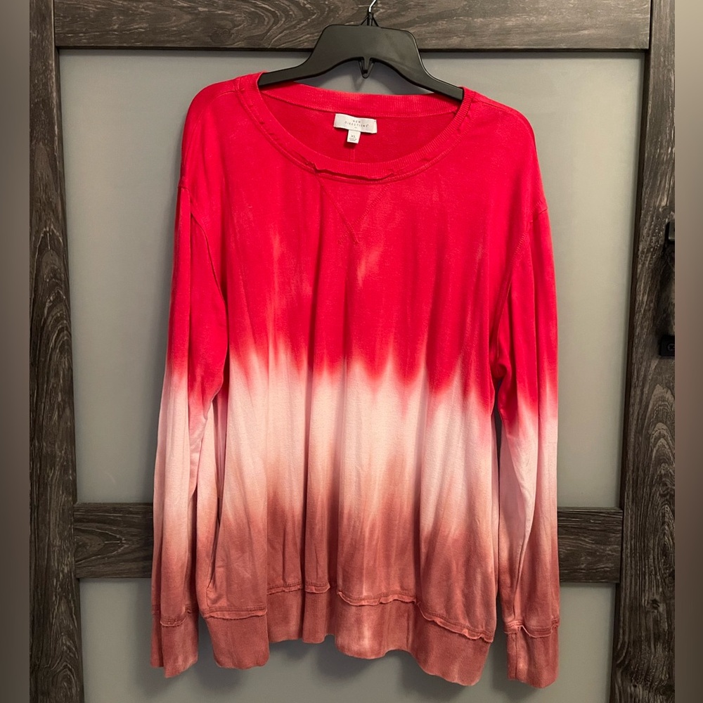 New Directions brand ~ Women's Ombré Pullover Top, XL... ♥️ 🤍 🩷